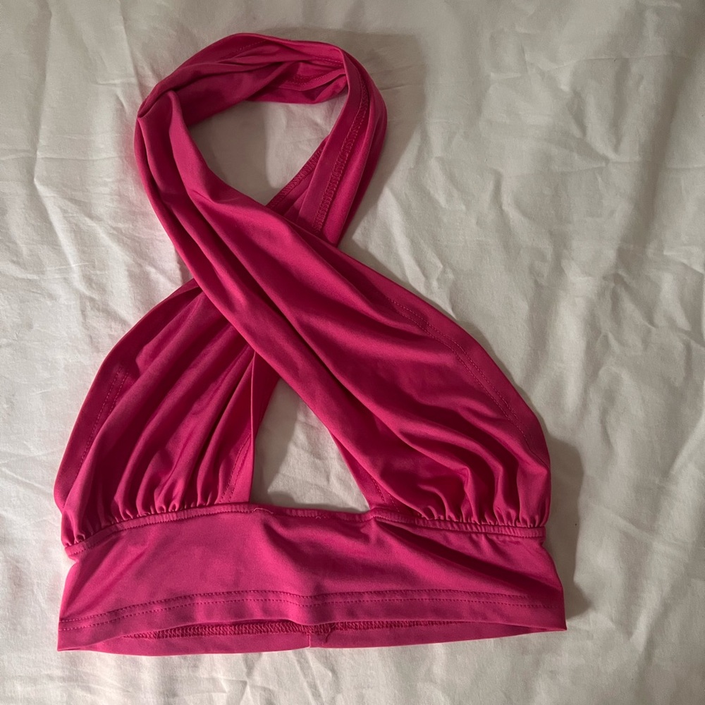 Hot pink halter crop top
